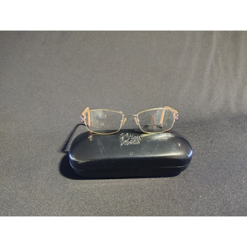 Saks Fifth Avenue S5A 226 1M9 Eyeglass Frames Women Gold Tan Rectangle Case 135